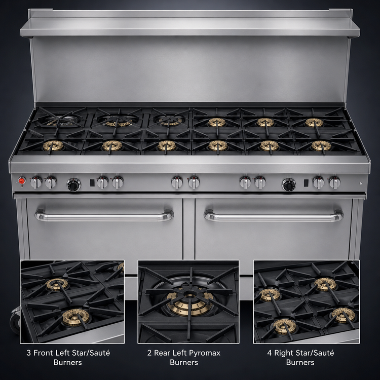 Product image #3 for Southbend Ultimate 60-Inch Gas Restaurant Range with 9 Open Burners and 2 Cabinets