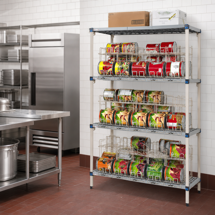 Product image #3 for MetroMax Q Stationary Can Rack Storage System, 24 x 48 x 74 Inches, for #5 and #10 Cans