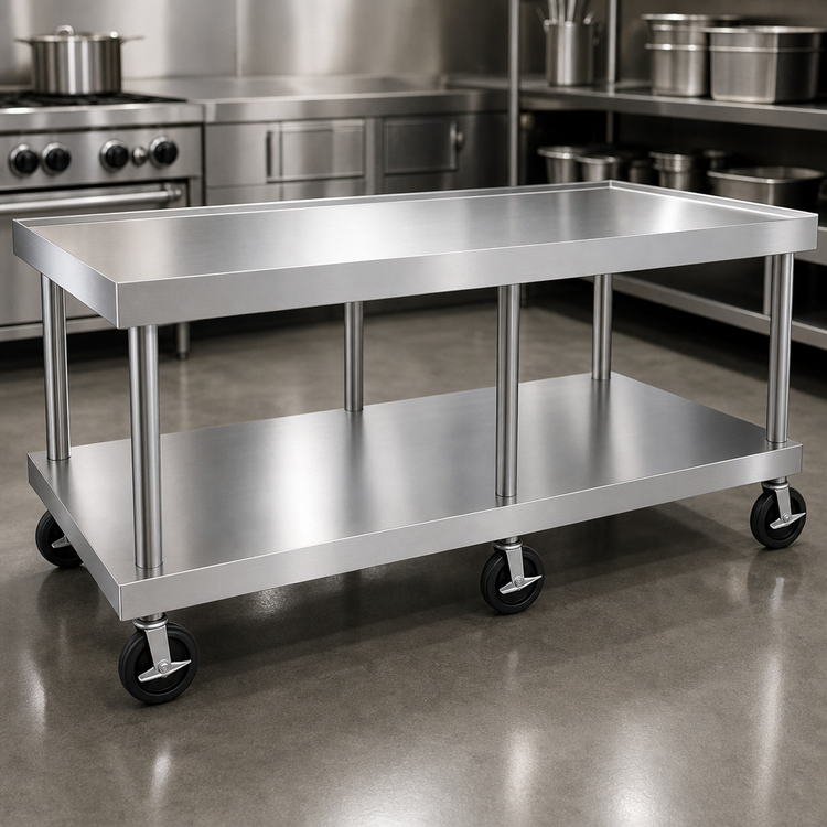 Product image #3 for Vulcan Universal 61-Inch Stainless Steel Equipment Stand with 1/2-Inch Marine Edge, Undershelf, and 5-Inch Casters
