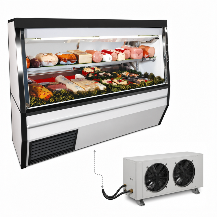 Product image #3 for Howard-McCray 34N Series Remote Double Duty Deli Meat & Cheese Service Case, 144 Inches, Black Exterior, White Interior, LED Lighting