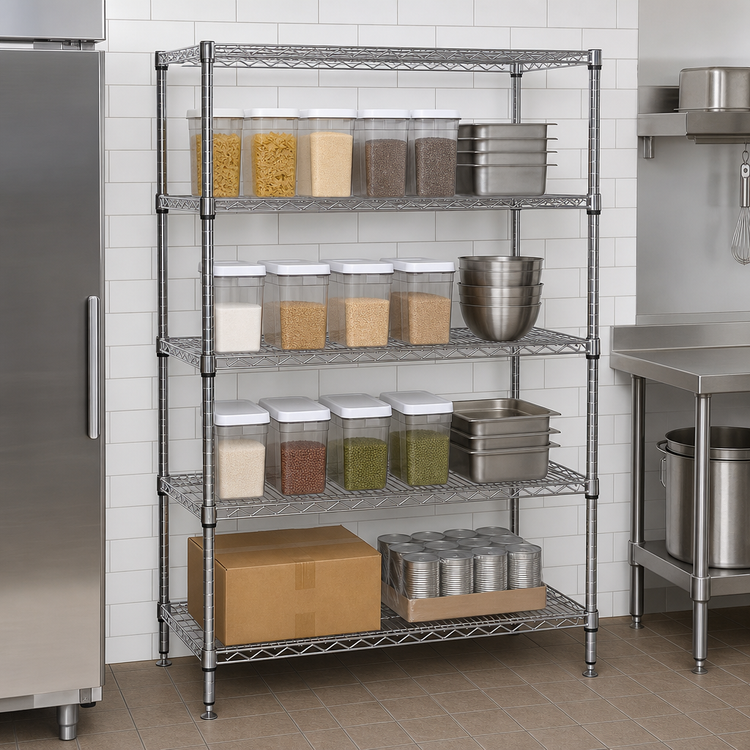 Product image #3 for Eagle Group Add-A-Shelf 4-Tier Starter Wire Shelving Unit, 48W x 14D x 74H, Chrome Finish