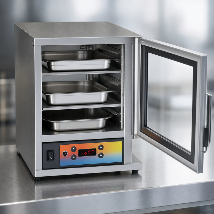 Product image #3 for Panco HCHNLSI-RC2.25 Half-Size Narrow Heated Holding Cabinet with Universal Slides