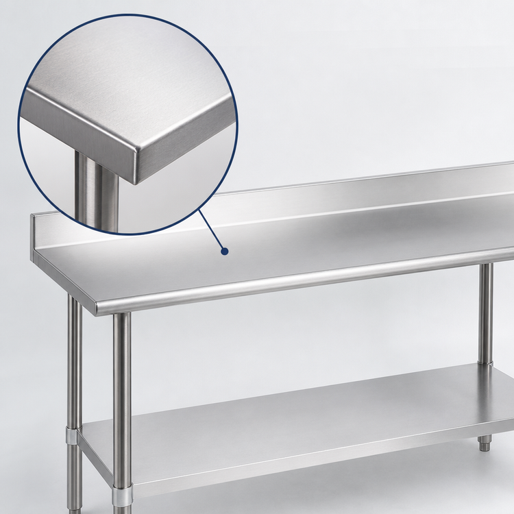 Product image #3 for Duke 144-Inch Long x 30-Inch Deep Stainless Steel Work Table with 5-Inch Riser and Undershelf