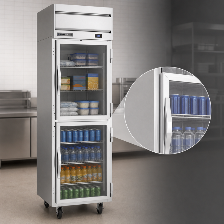 Product image #3 for Beverage-Air Horizon Series One-Section Reach-In Display Freezer with 2 Half Glass Doors, 21.06 Cu. Ft.
