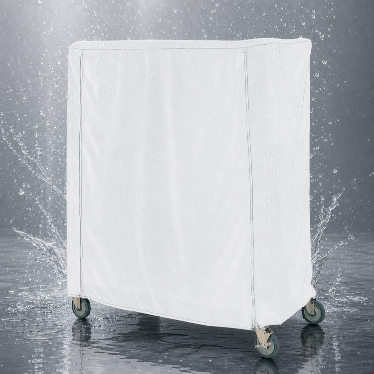 Product image #3 for Metro White Waterproof Vinyl-Nylon Cart Cover for 48 x 18 x 62 Inch Queen Mary and Banquet Carts