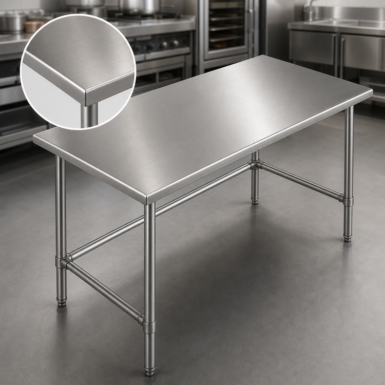 Product image #3 for 72 Inch x 36 Inch 18-Gauge Stainless Steel Reinforced Top Work Table with Galvanized Legs