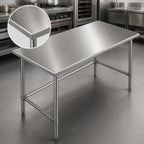Thumbnail image #3 for Sapphire SMTO-3672G 72 x 36 Inch 18-Gauge Stainless Steel Reinforced Top Work Table, Open Galvanized Base, No Backsplash