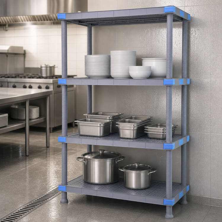 Product image #3 for Millenia 42-Inch W x 21-Inch D x 74-Inch H Solid Polymer Stationary Starter Shelving Unit, Gray