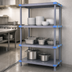 Thumbnail image #3 for Millenia 42-Inch W x 21-Inch D x 74-Inch H Solid Polymer Stationary Starter Shelving Unit, Gray
