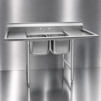 Thumbnail image #3 for Eagle Group 314-18-2-18R-X 2-Compartment Stainless Steel Sink, 24-Inch Bowls, Right Drainboard, 9-1/2-Inch Backsplash