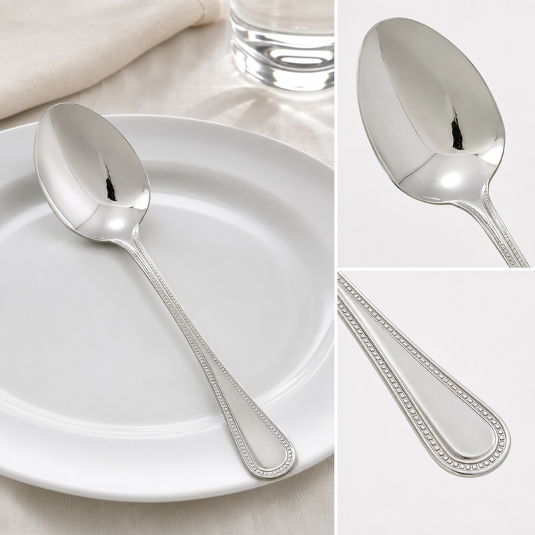 Product image #4 for Winco Deluxe Pearl European Tablespoon, 8-1/8 Inch, 18/8 Stainless Steel, Extra Heavy Weight, Mirror Finish