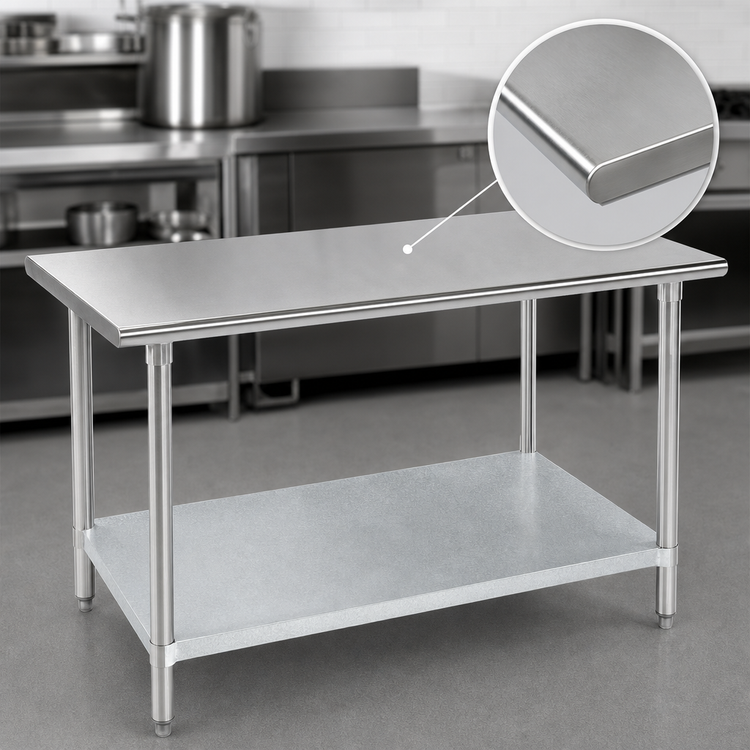 Product image #3 for Advance Tabco 84" x 36" 16-Gauge 304 Stainless Steel Work Table with Galvanized Undershelf