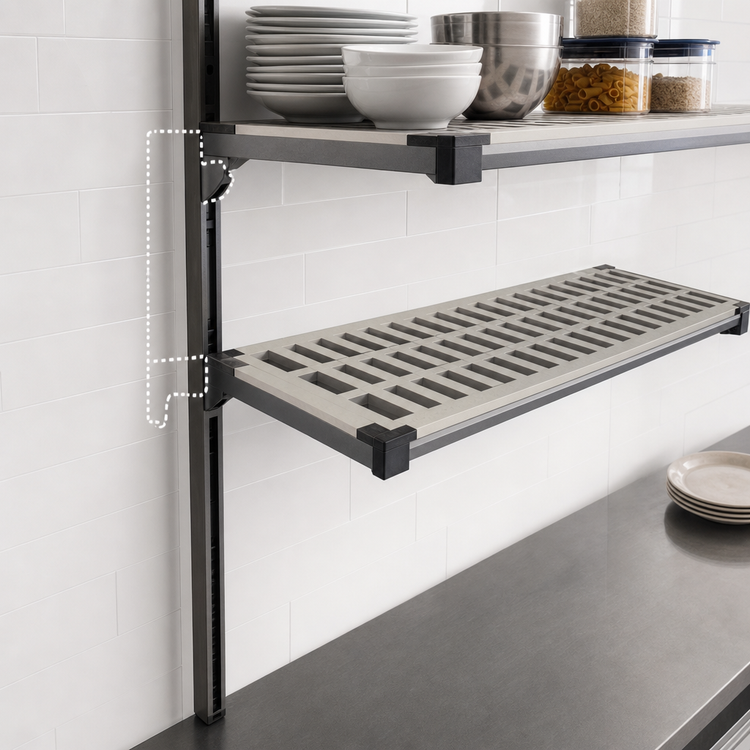 Product image #3 for Cambro Camshelving Elevation 14-Inch x 48-Inch Vented Wall-Mounted Add-On Shelf Kit