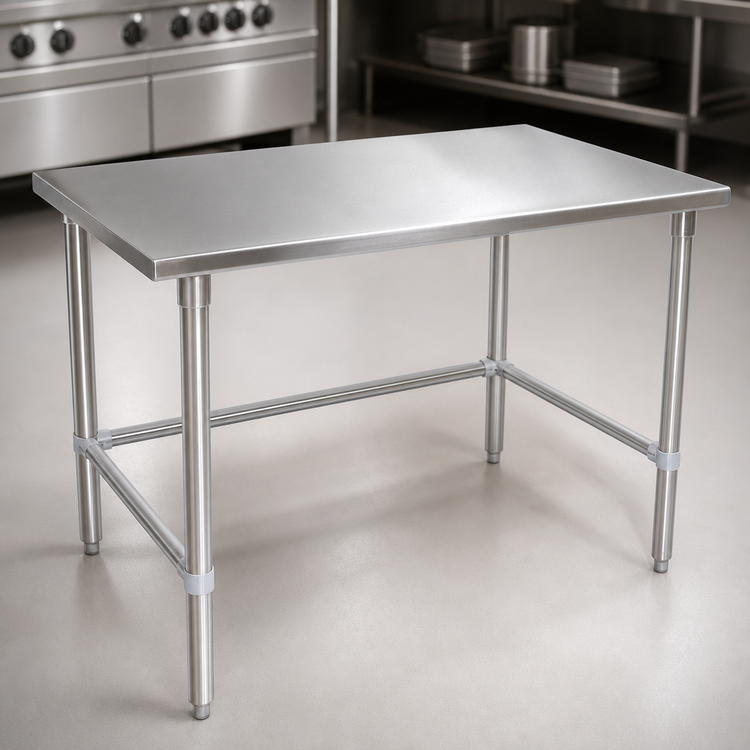 Product image #3 for John Boos 84 x 48 Inch Stainless Steel Flat Top Work Table with Safety Edge