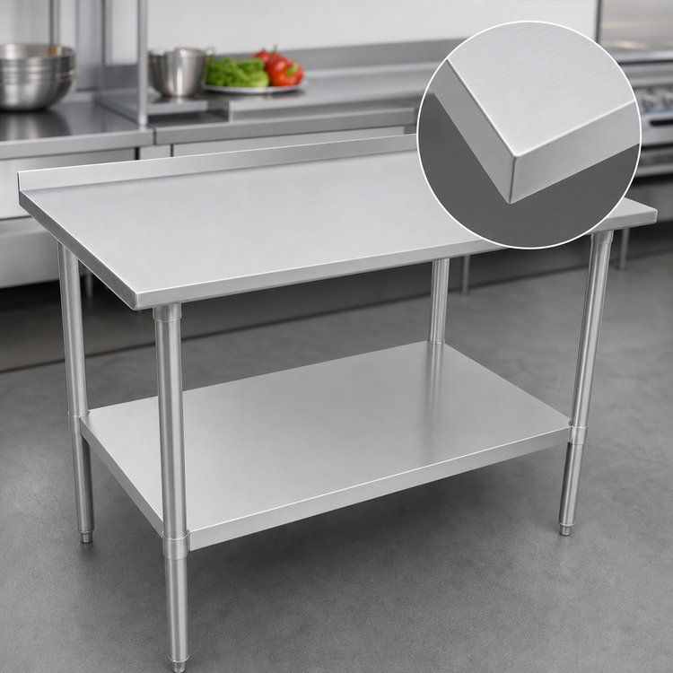 Product image #3 for John Boos Stallion 16-Gauge 300-Series Stainless Steel Work Table, 144 x 36 Inches, 1-1/2-Inch Rear Up-Turn, Open With Undershelf