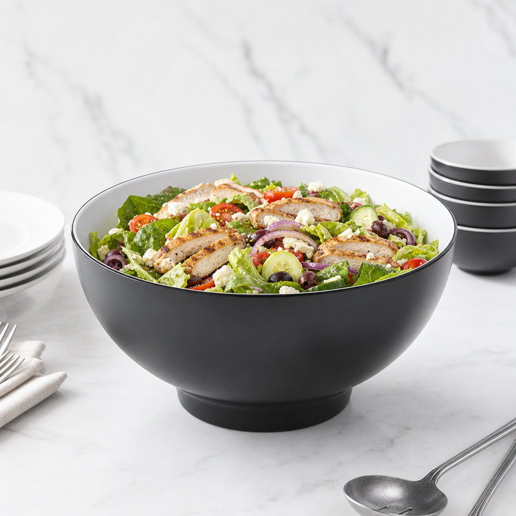 Product image #4 for 120 oz Round Black/White Melamine Bowl, 10-Inch Diameter