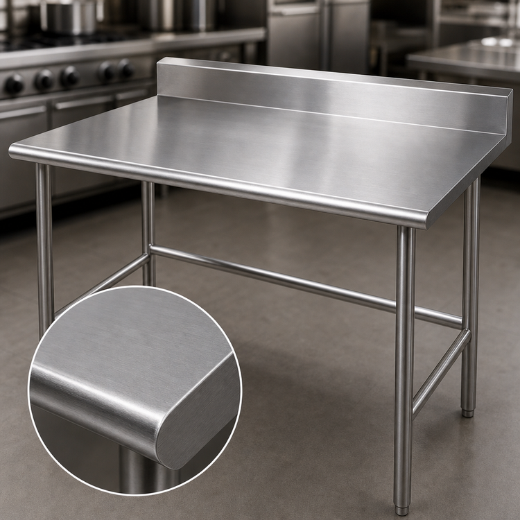 Product image #3 for Advance Tabco 72" x 24" 14 Gauge 304 Stainless Steel Work Table with 5" Backsplash, Open Base