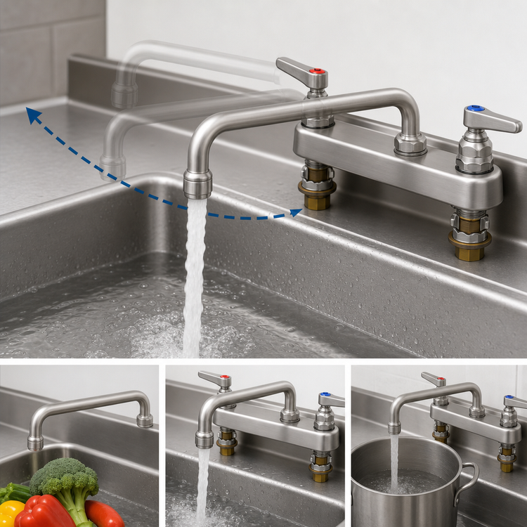 Product image #3 for T&S Brass B-1123-XS Deck-Mounted Workboard Faucet with 12-Inch Swing Nozzle, 8-Inch Centers