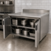 Thumbnail image #3 for Advance Tabco HK-SS-309M Enclosed Work Table with Cabinet Base, 14-Gauge 304 Stainless Steel Top, 5-Inch Backsplash, 108 x 30 Inches