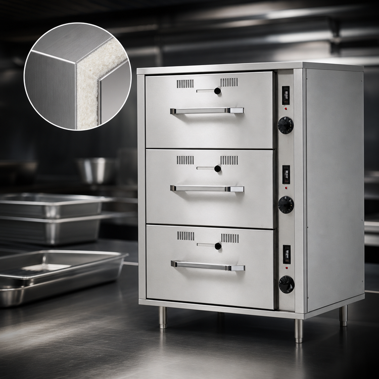 Product image #3 for RedHots DWN-3-240 3-Drawer Narrow Freestanding Warming Drawer