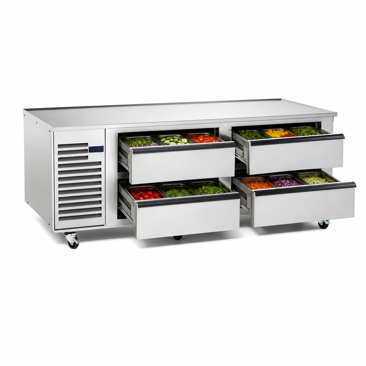 Product image #3 for Traulsen Spec-Line 84-Inch Stainless Steel 4-Drawer Refrigerated Equipment Stand