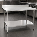 Thumbnail image #3 for Eagle Group Deluxe T2484EB-BS 84 x 24-Inch Stainless Steel Work Table with 4-1/2-Inch Backsplash and Adjustable Undershelf