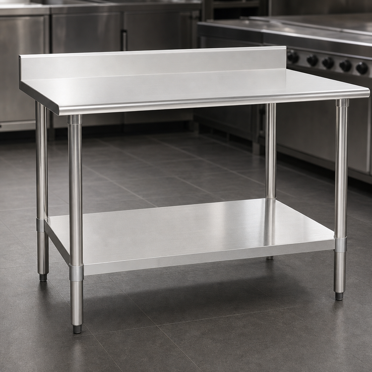 Product image #3 for Eagle Deluxe Series 84-Inch x 24-Inch Stainless Steel Work Table with 4-1/2-Inch Backsplash and Undershelf