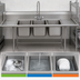 Thumbnail image #3 for Advance Tabco Regaline 3-Compartment Sink with Left & Right Drainboards, 20 x 20 x 14-Inch Bowls, 14-Gauge 304 Stainless Steel