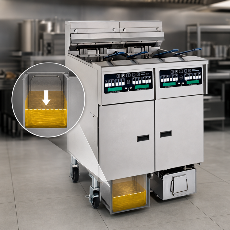 Product image #3 for Pitco Solstice 4-Fryer Reduced Oil Volume Electric Fryer System with Built-In Filter Drawer