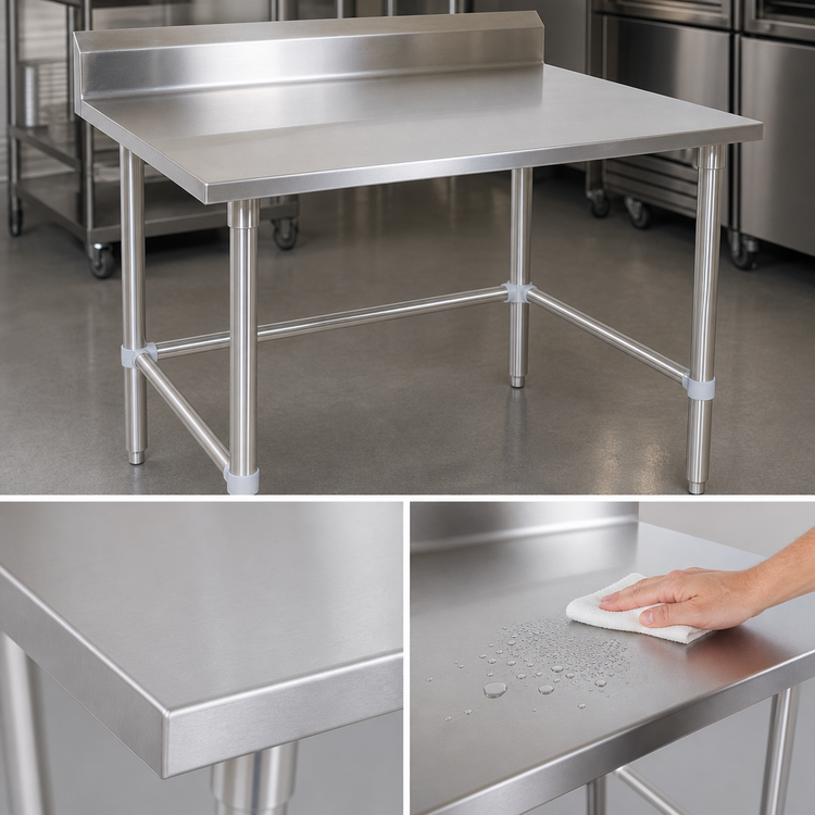 Product image #3 for John Boos Stallion 30" x 30" Stainless Steel Corner Work Table with 5" Backsplash