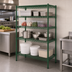 Thumbnail image #3 for Steel Works Stainless Heavy Duty 4-Tier Stationary Wire Shelving Unit, 18 x 24 x 74 Inches, Green Epoxy Coated, 800 lb. Capacity
