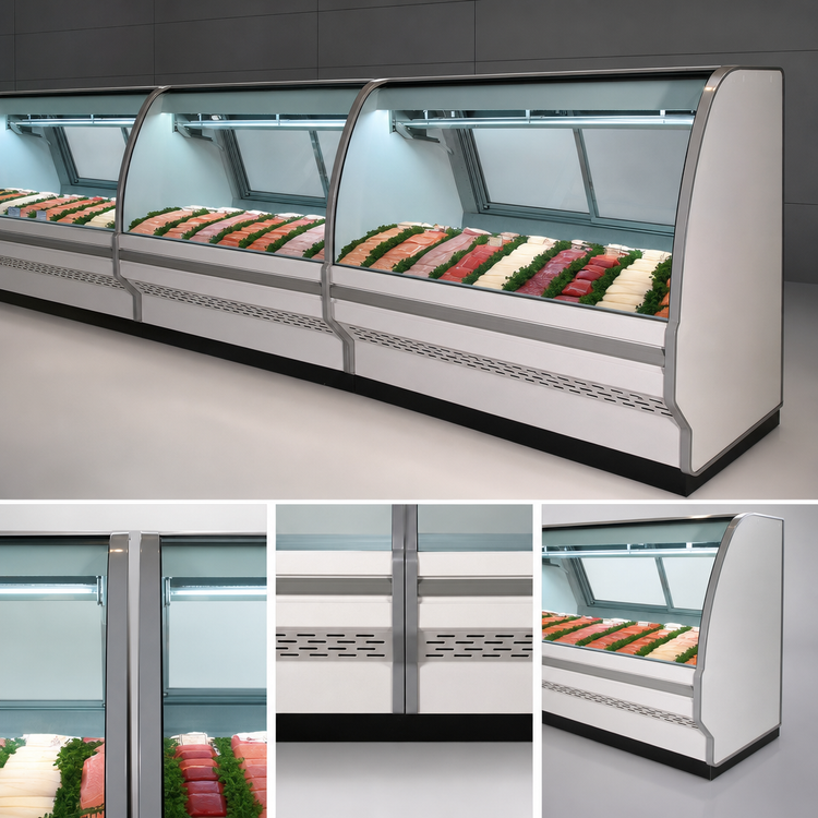 Product image #3 for Howard-McCray 40E Series Remote Fish & Poultry Service Case, 51-1/2 Inch, Curved Glass, Stainless Steel, LED