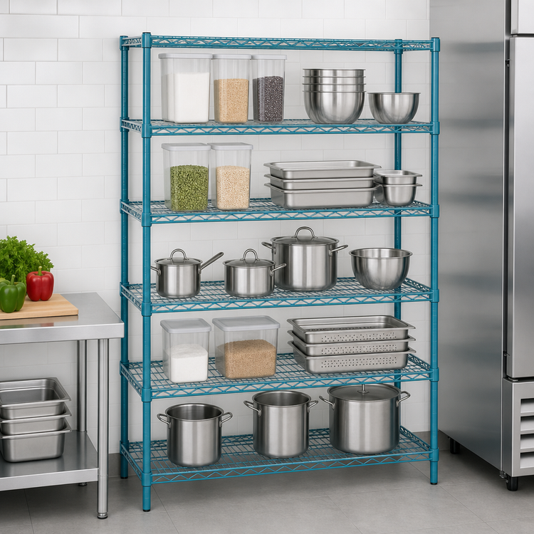 Product image #3 for EagleGard 5-Tier Wire Starter Shelving Unit, 60-Inch x 21-Inch x 74-Inch, Hybrid Epoxy Finish