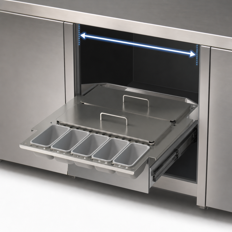 Product image #3 for Glastender Full-Size Low Profile Side-Serviced Condiment Drawer Insert for 20-Inch Door Opening, 15 Cups