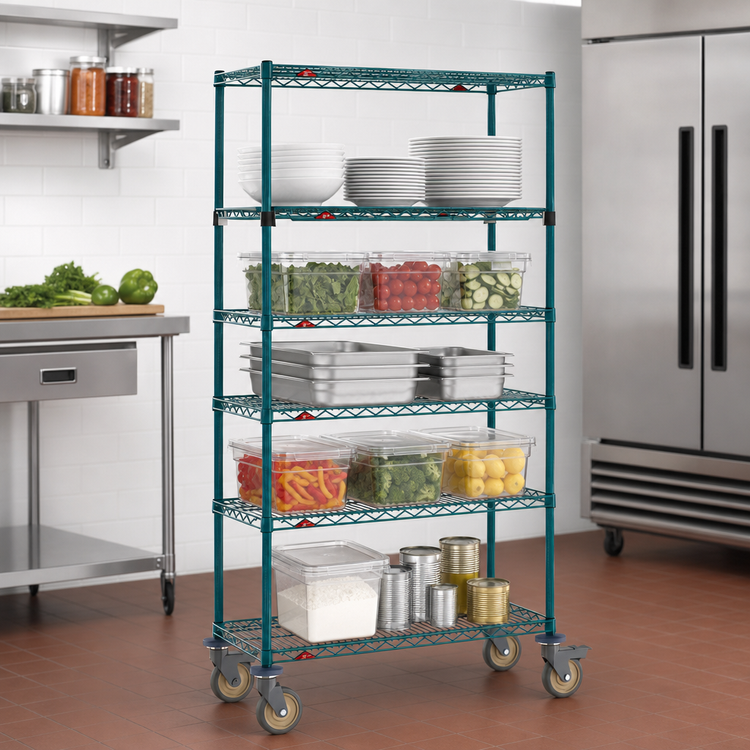 Product image #3 for Super Erecta 5-Tier Wire Stem Caster Cart, 36 Inch W x 18 Inch D x 68 Inch H