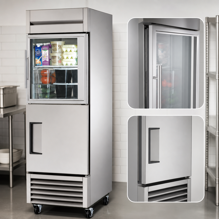 Product image #3 for True 27-Inch One-Section Bottom-Mounted Reach-In Combination Refrigerator with Framed Glass and Stainless Steel Half Doors