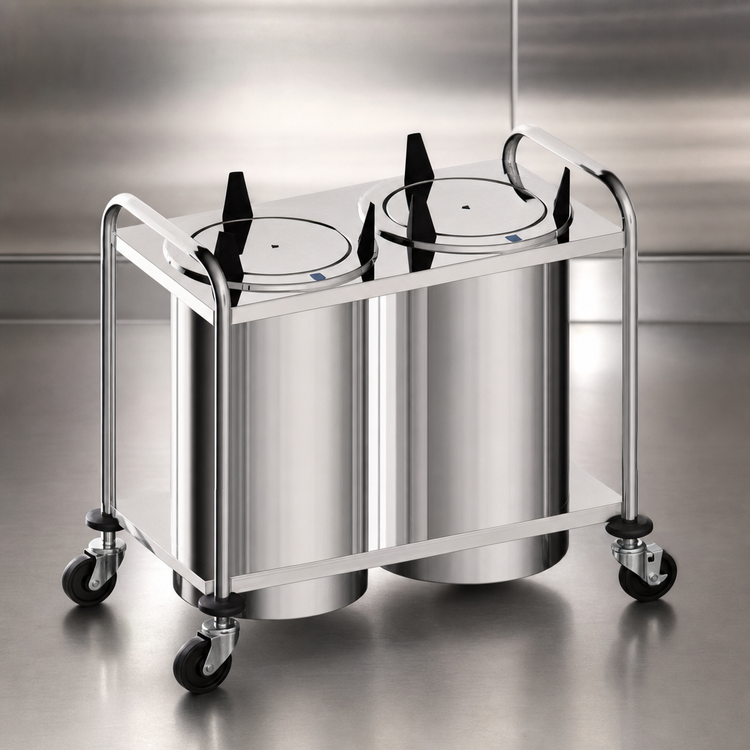 Product image #3 for Atlas Metal MOPD3-5 3-Stack Mobile Open Plate Dispenser for 5-Inch Round Plates