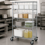 Thumbnail image #3 for Quantum M1836C47RE Mobile Enclosure Wire Shelving Cart, 36 x 18 x 80 Inches, Chrome Finish, 4 Shelves