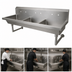 Thumbnail image #3 for BK Resources Three-Station Wall-Mounted Stainless Steel Hand Wash Sink, 72 Inches Wide