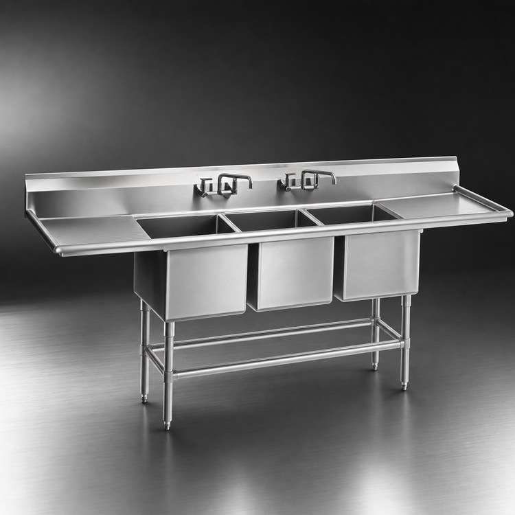 Product image #3 for Eagle Group Spec-Master FN Series 3-Compartment Stainless Steel Sink with Left Drainboard