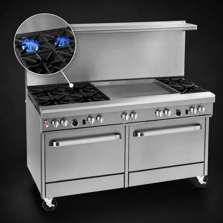 Product image #3 for Southbend Ultimate 60-Inch Gas Restaurant Range with 2 Open Burners, 48-Inch Griddle, Standard Oven, and Convection Oven