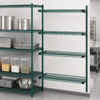 Thumbnail image #3 for Eagle Group Valu-Gard A4-74-1836VG 4-Tier Add-On Wire Shelving Unit, 36"W x 18"D x 74"H, Green Epoxy