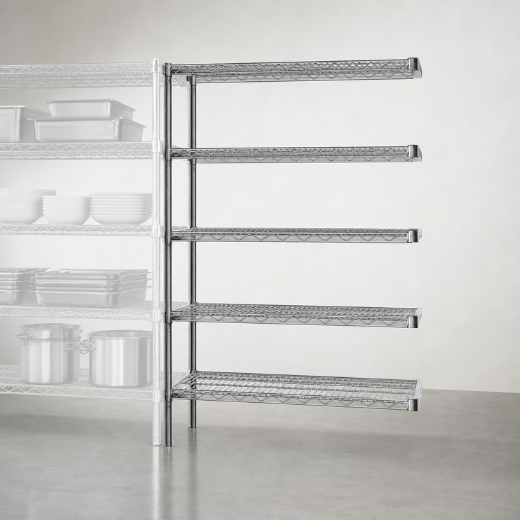 Product image #3 for Eagle Group 5-Tier Add-On Wire Shelving Unit, 36W x 18D x 74H, Chrome-Plated Finish