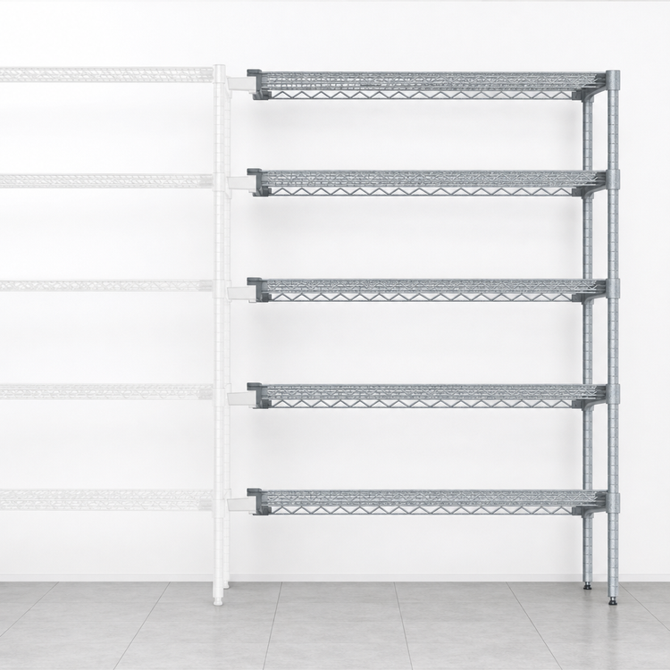 Product image #3 for EagleGard 5-Tier Add-On Wire Shelving Unit, 42W x 18D x 74H, Hybrid Epoxy Finish