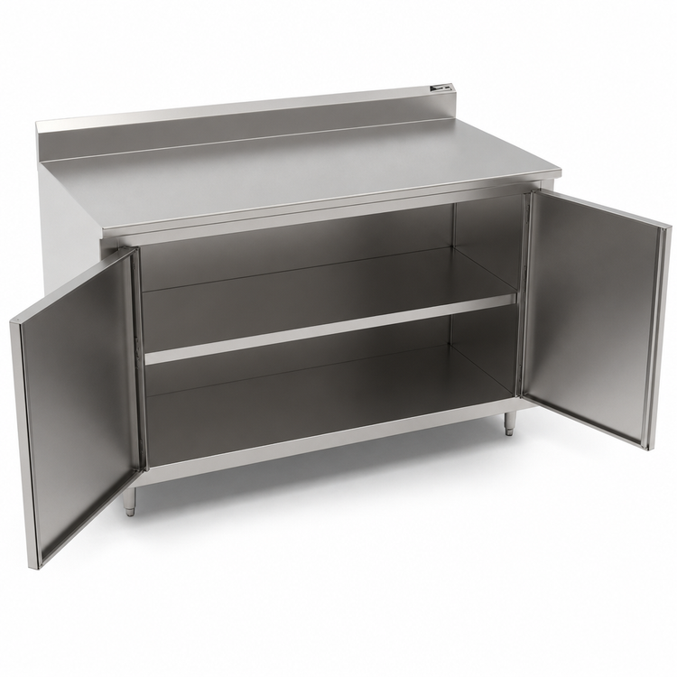 Product image #3 for John Boos 60" x 36" Enclosed Work Table with Hinged Door Cabinet Base and 5" Backsplash