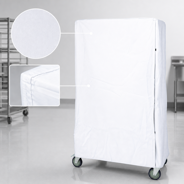 Product image #3 for Quantum White Nylon Wire Cart Cover for 24 x 36 x 63 Inch Carts with Zipper Flap