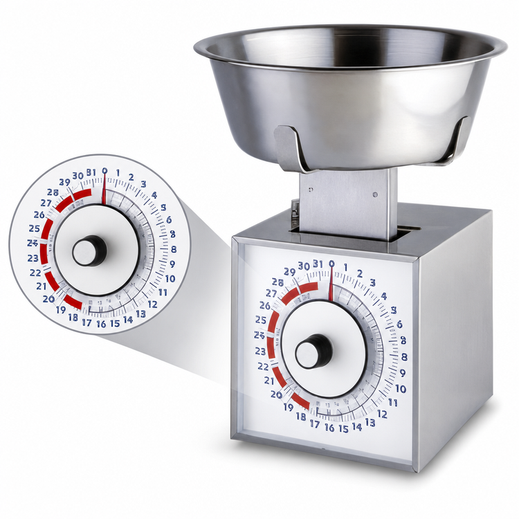 Product image #3 for Edlund Premier Series Deluxe Over & Under Dial Portion Scale with 6 x 6-3/4 Inch Fixed Platform, 32 oz. x 1/4 oz.