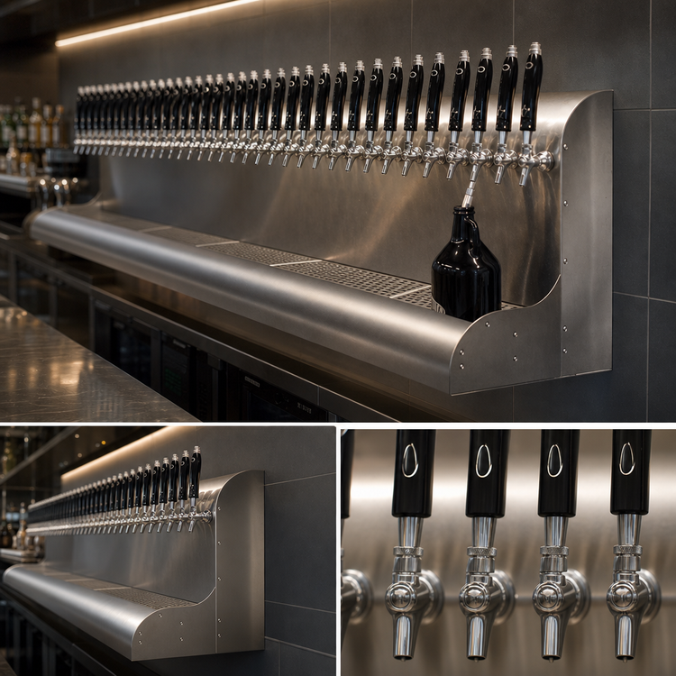 Product image #3 for Perlick 24-Faucet 72-Inch Back-Exit Modular Wall-Mount Glycol-Cooled Draft Beer Dispensing Tower