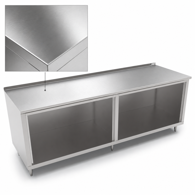 Product image #3 for John Boos 96" x 36" Open Front Modular Base Work Table with 16-Gauge Stainless Steel Top and 1-1/2" Rear Riser