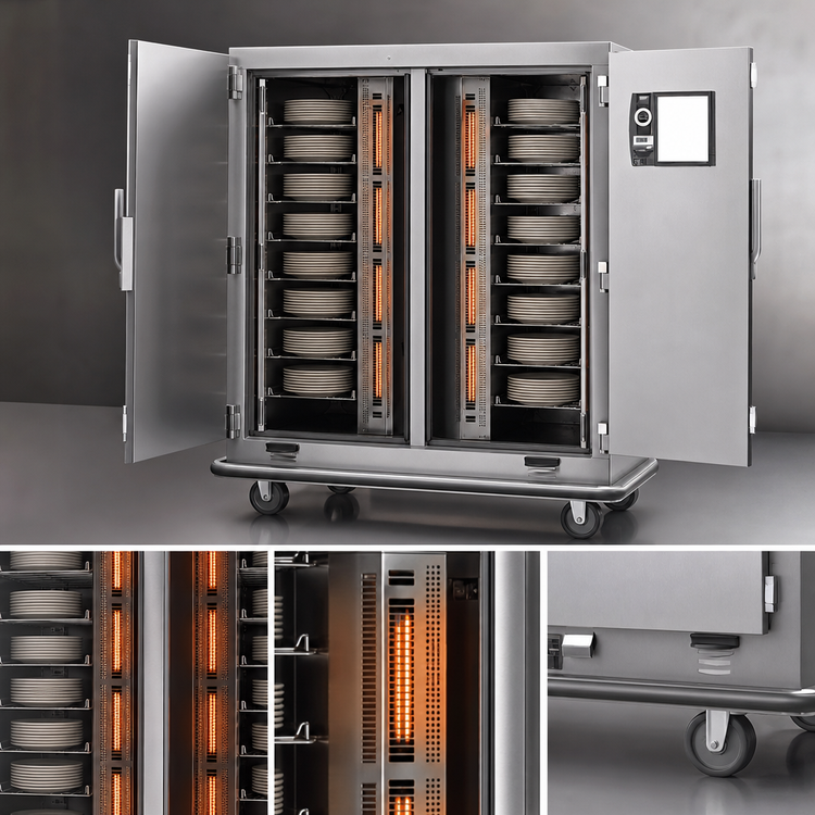 Product image #3 for Metro MBQ-180D-QH Two-Door Heated Banquet Cabinet, 180 Covered Plate Capacity, Quad-Heat Dual Fuel, Stainless Steel